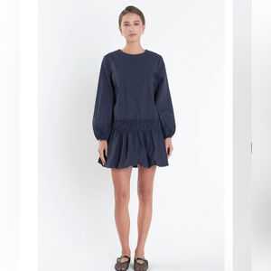 New English factory BUBBLE HEM DRESS navy blue size medium